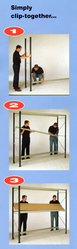 Longspan shelving products simply clip together for quick and easy construction